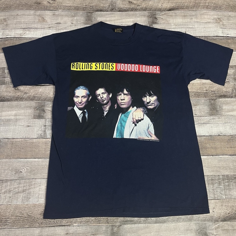 Rolling Stones Shirt Size XL Blue Vintage 90s Voodoo Lounge Rock Band Tee